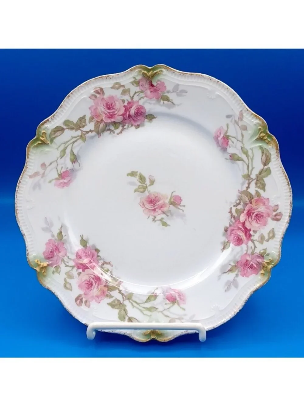 9 Belle Epoch Antique GDA Haviland Limoges Rose Scalloped Luncheon Salad Plates